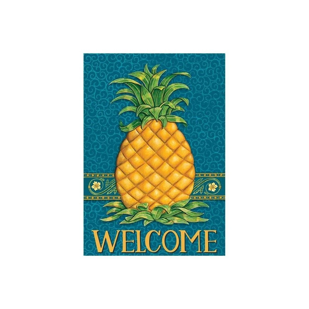 Pineapple Welcome Double Sided Garden Flag 18 X 12 Inches - Custom Decor 3119fm