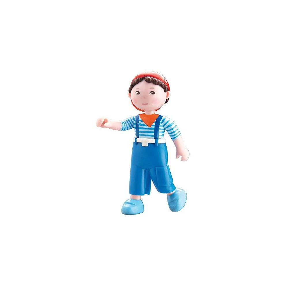 Little Friends Matze - 4" Bendy Boy Dollhouse Figure With Blue Overalls And Red Cap