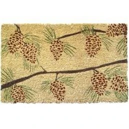 P984 Pine Cones Non Slip Coir Doormat 28" X 17" Indoor Outdoor