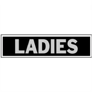  Ladies  Sign, Press-On, Black, 2 x 8-In.