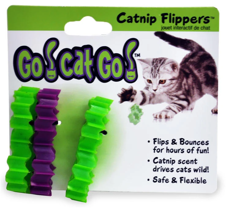 Ourpets Company-Go Cat Go Catnip Flippers- Multi Colored 3 Pack