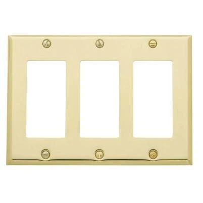 Beveled Edge 3 GFCI Wall Plate - Polished Brass