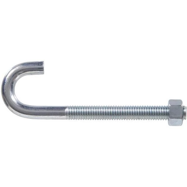 Hillman 1/2" Zinc‑Plated J‑Bolt with Hex Nut – Heavy‑Duty Steel Fastener