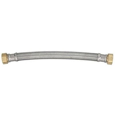 Water Heater Connector, Braided Stainless Steel, 3/4 FIP x 3/4 FIP x 12 In.