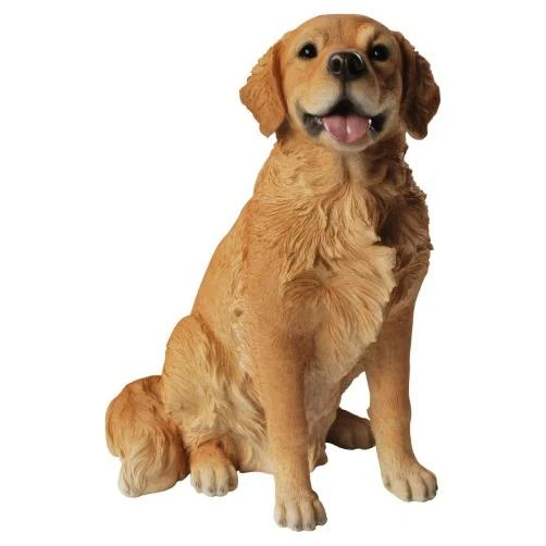 Sitting Golden Retriever Statue, Brown Polyresin Decorative Figure