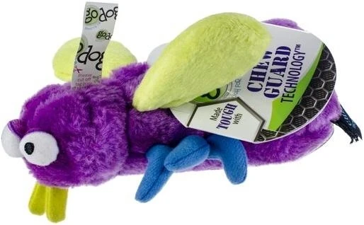 Bugs Fly Plush Squeaker Dog Toy With Chew Guard Technology - Small, Purple