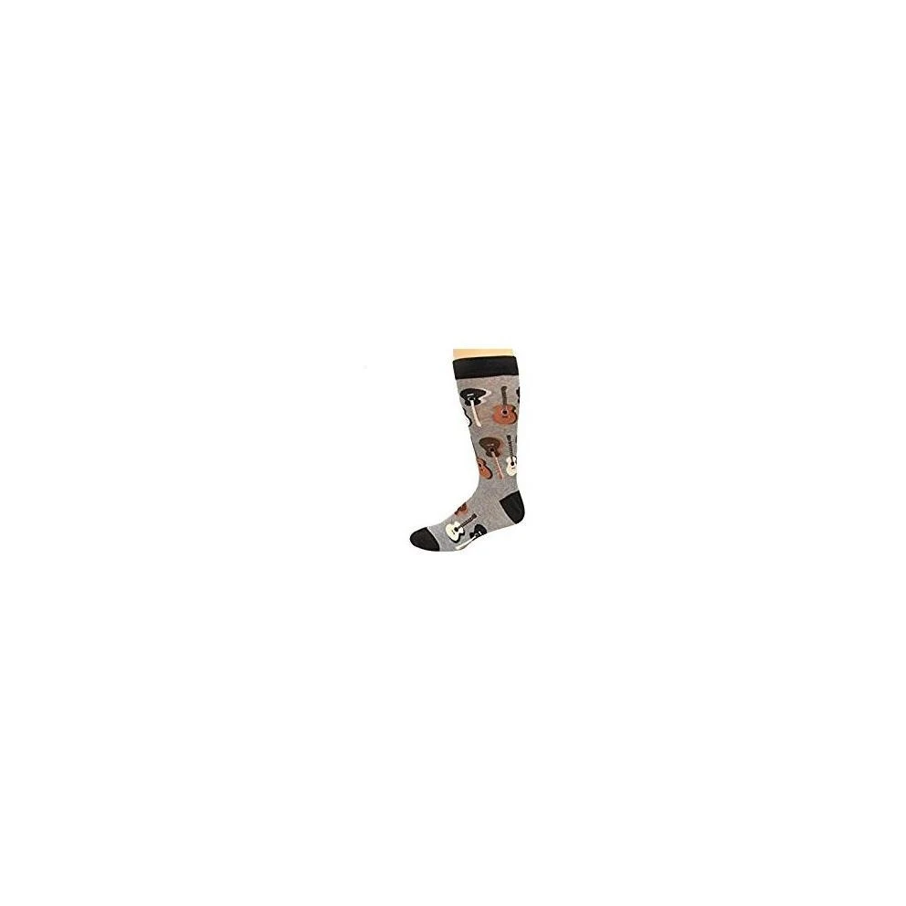 Men's Guitars Crew Socks, Charcoal Heather, Size 10-13