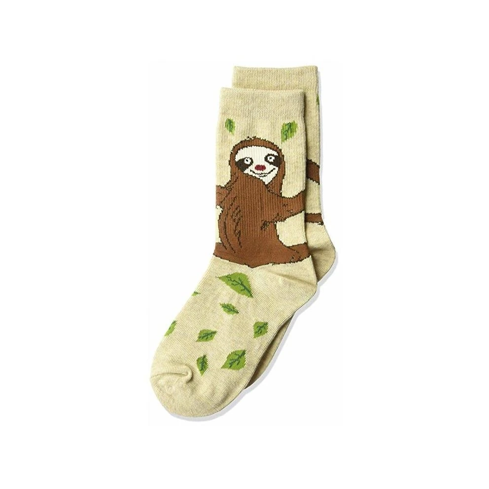 Kids' Crew Socks - K Bell - Sloth Oatmeal Heather - Size 7-8.5