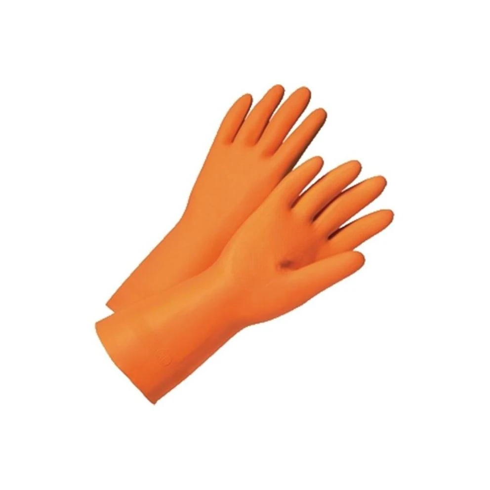 126 Medium Orange 28 Mil Flock Latex Stripping Gloves - 1 Pair