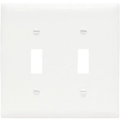 Pass & Seymour 2-Toggle Nylon Wall Plate, 2-Gang, White