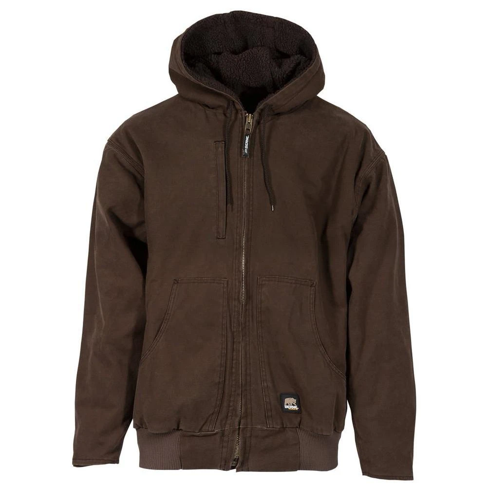 Berne Men's Extra Large Regular Bark 100% Cotton Flex 180 Washed Hooded Jacket, Brown