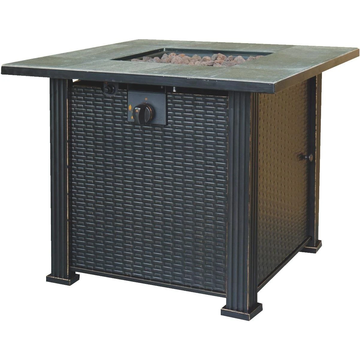 Terrace Park 30 In. Steel Square Gas Fire Pit Table With Lava Rocks