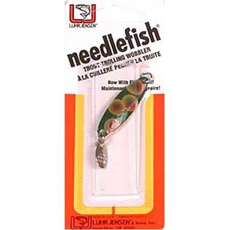 Luhr Jensen Size 1 Needlefish, Red Dot Frog/Brass Back