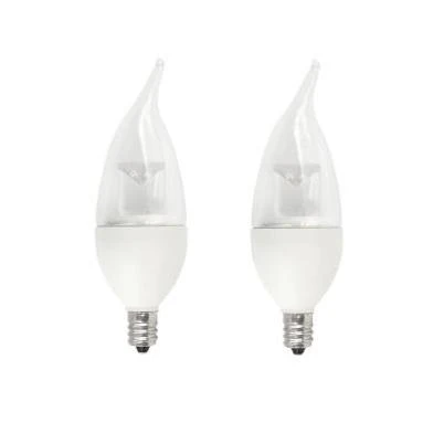 40W Equivalent Soft White Flame Tip Candelabra Deco LED Light Bulb (2-Pack)