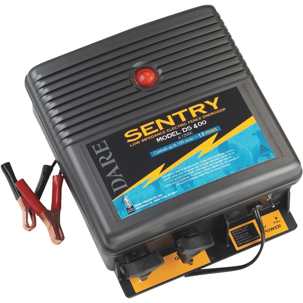 Sentry Electric Fence Energizer, 100-acre, 12-volt, 1-joule Output
