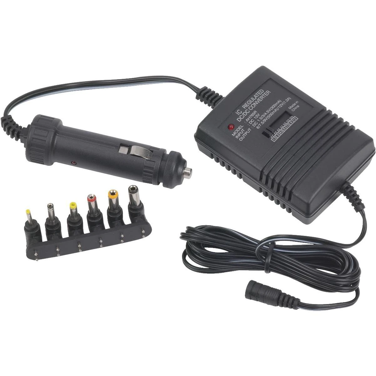 Universal Dc Car Power Adapter With 6 Adapter Tips, Model Ah775z