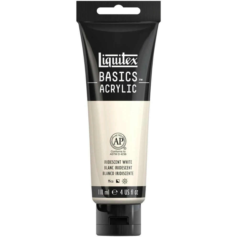 Basics Acrylic Paint - 4 Oz Tube, Iridescent White Color