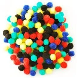 Mini Pom-poms 0.5 Inch Assorted Primary Colors 150 Pieces