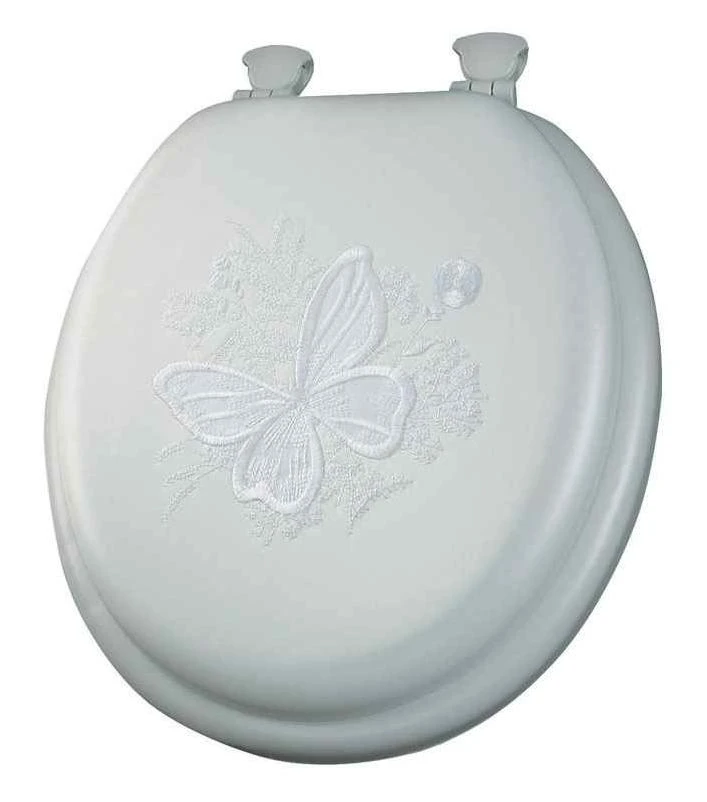 Mayfair Round White Vinyl Cushioned Toilet Seat