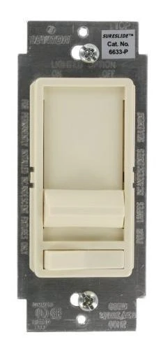 Leviton 6633-pla Sureslide 600 Watt Incandescent Dimmer, Single Pole Or 3-way, Almond