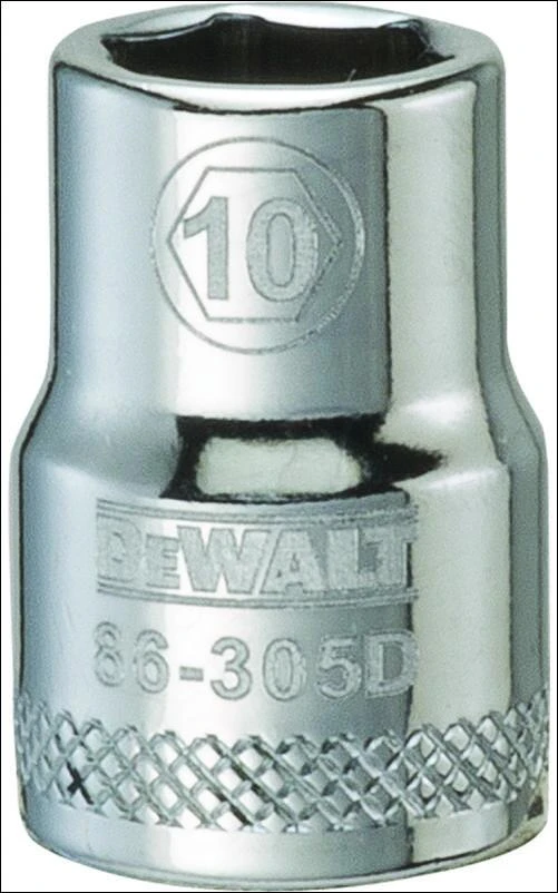 DEWALT DWMT86305OSP Hand Socket, 10 mm Socket, 3/8 in Drive, 6-Point, Vanadium Steel, Polished Chrome