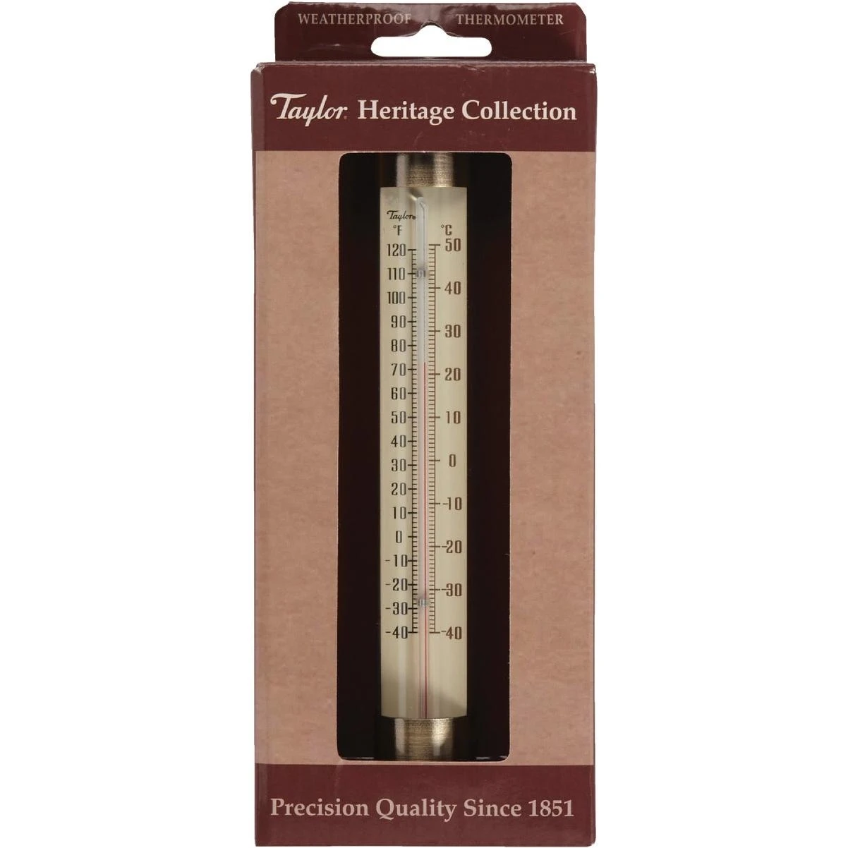 7.5" L Anodized Aluminum Tube Indoor & Outdoor Thermometer With Bronze Finish