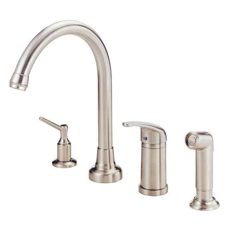 Melrose Chrome High-arc Kitchen Faucet With Side Spray And Dispenser