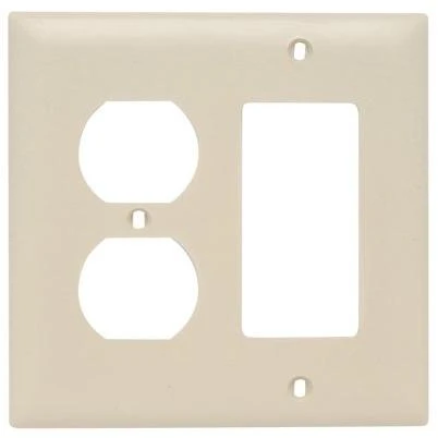 Pass & Seymour Wall Plate, 2-Gang, Decorator & Duplex, Ivory Nylon