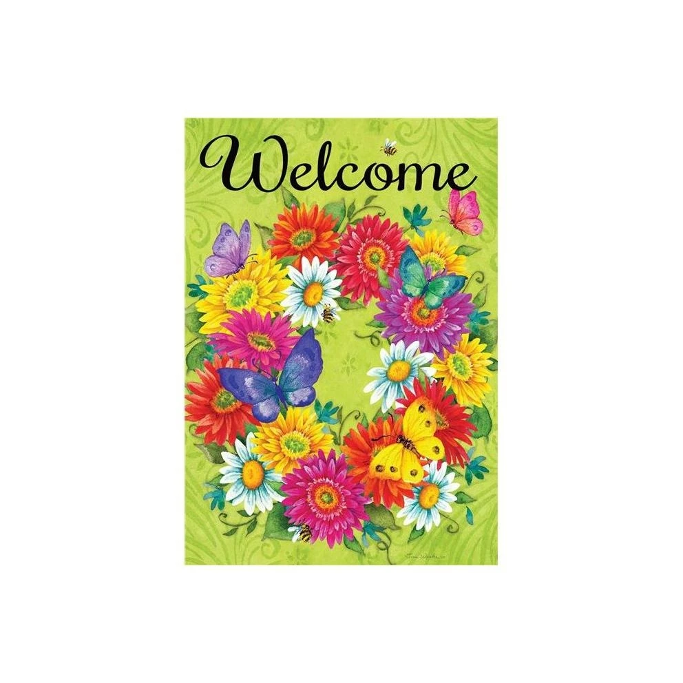 3647fm Daisy Wreath Double Sided Garden Flag For Outdoor Use