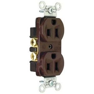 Pass & Seymour Duplex Receptacle Outlet, Construction Grade, Brown, 15A, 125V