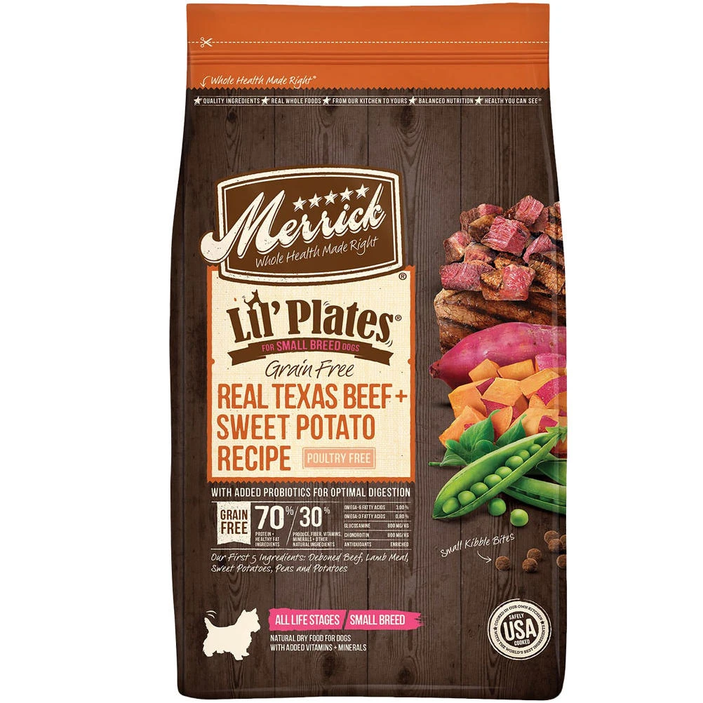 Merrick Lil' Plates Grain Free Texas Beef + Sweet Potato Dry Dog Food, 12 Lbs
