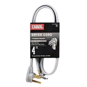 Carol 05654.63.10 4-Foot 3-Conductor 30A 250V Dryer Power Cord