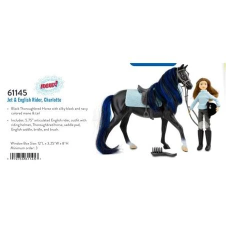 Breyer Freedom Series 1:12 Scale Model Horse Set  Jet & English Rider Charlotte