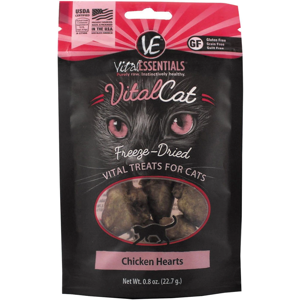 Vital Essentials Freeze-dried Chicken Heart Treats For Dogs And Cats 8 Oz