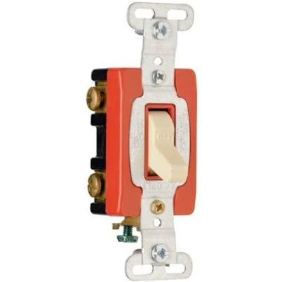 Pass & Seymour Toggle Switch, Double Pole, Ivory, 120/277-Volt, 20-Amp