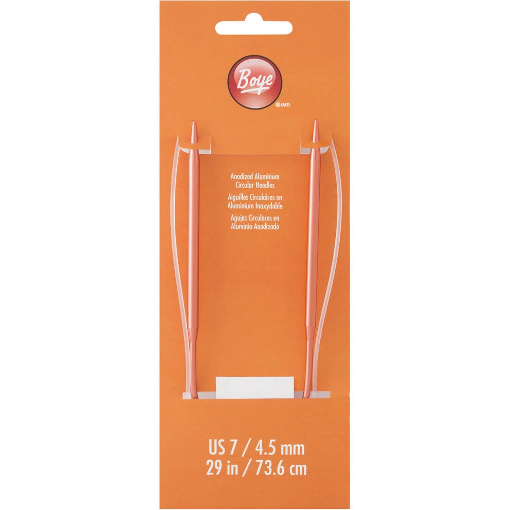Boye 735007 29 Inch Circular Aluminum Knitting Needles Size 7 4.5mm