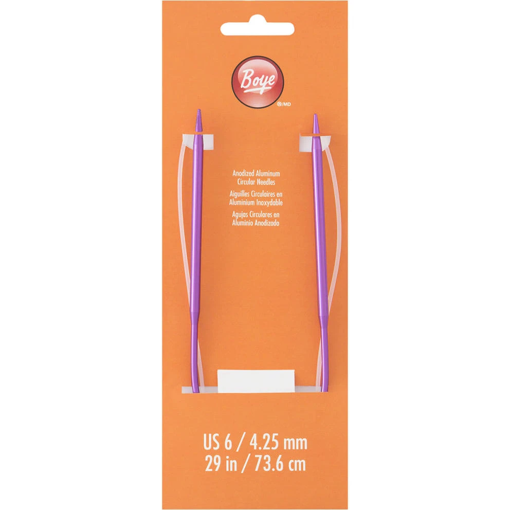 Boye Circular Aluminum Knitting Needles 29 Inch Size 6 4mm