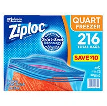 Ziploc Easy Open Tabs Freezer Quart Bags (216 ct)