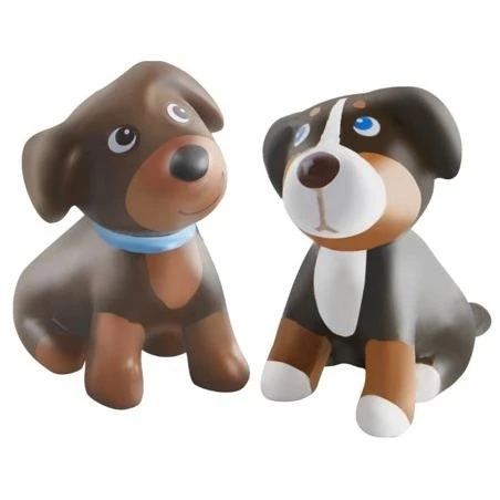 HABA Little Friends Puppies - Includes 2 Pups, Blanket, Basket and 3 Frisbees