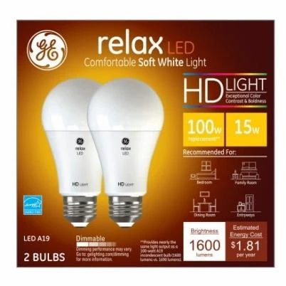 224149 17 watt A21 Bulb - Soft White - Pack of 2
