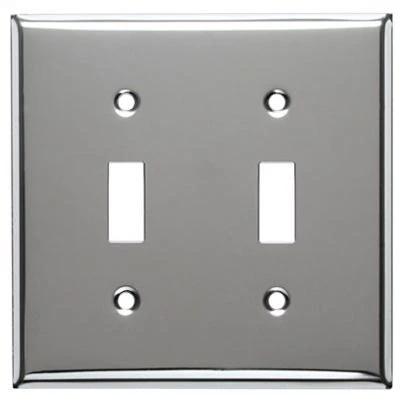 Steel Wall Plate, 2-Gang, 2-Toggle Opening, Chrome