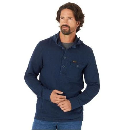 112318497 Wrangler Blue Lightweight Quarter Button Up Pullover