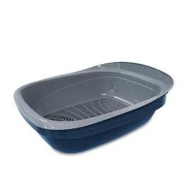 Simple Sifting Litter Pan 19.43" L X 15.6" W X 7.04" H Blue/silver