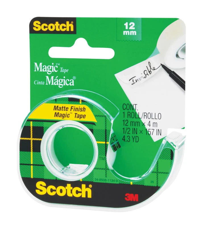 Scotch 104 Permanent Single‑Sided Office Tape – 450‑ft Length, ½‑in Width, Plastic Backing