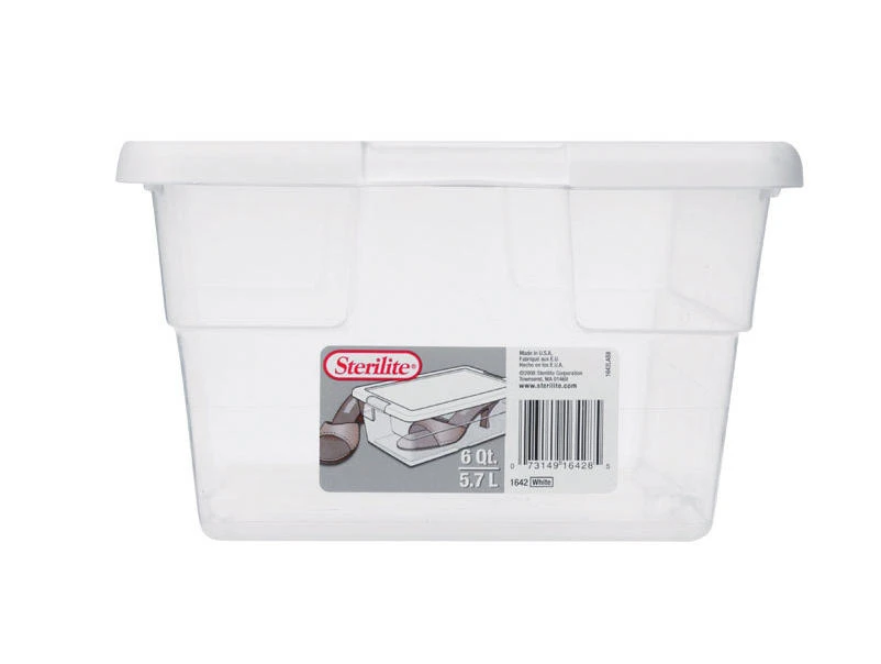 Sterilite 6‑Quart Transparent Stackable Storage Container – Clear Polypropylene Organizer
