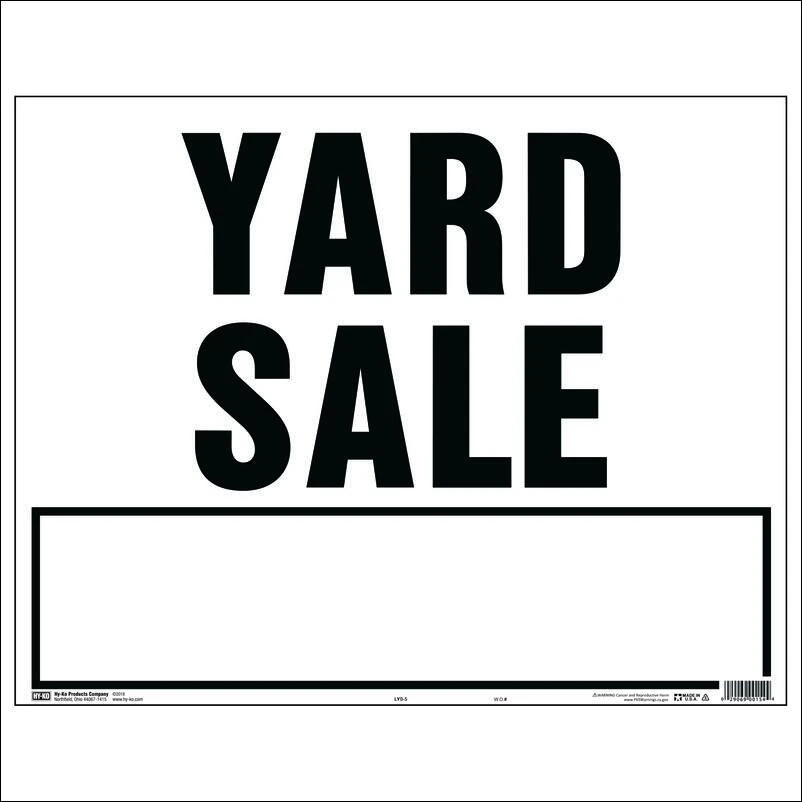 Durable 20x24-Inch Black & White Garage Sale Sign
