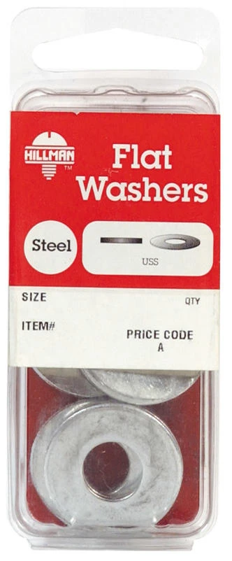 HILLMAN 3/16" Zinc‑Plated Steel USS Flat Washers – 30‑Piece Pack