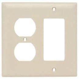 Tp826icc12 Nylon Wall Plate, 2 Gang, Ivory With Duplex And Decorator Openings