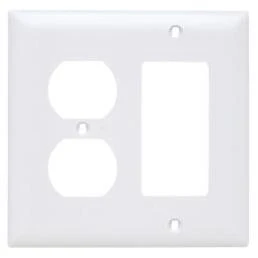 Tp826wcc12 2 Gang Wall Plate, White Nylon With Duplex And Decorator Opening