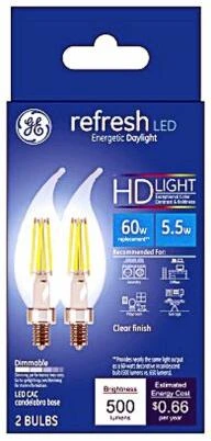 234669 6.5W General Electric CAC LED Bulb, Clear - 500 lumens & Pack of 2